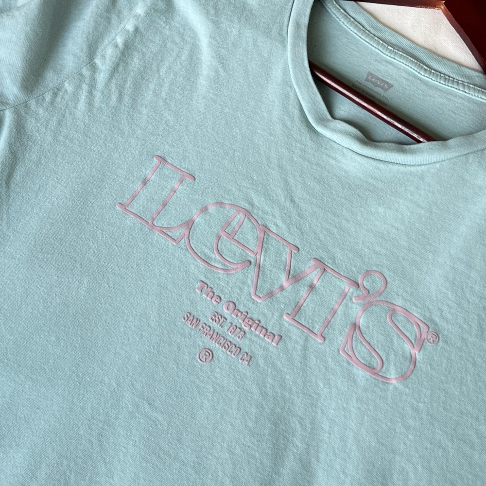 Levis dusty pastel pink and teal t shirt